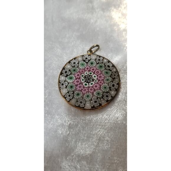 Glass Millefiori Murano pendant marked 925  (1.1518) 1 1/2" - Picture 6 of 6